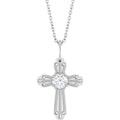 Sterling Silver 1/4 CT Lab-Grown Diamond Cross 18" Necklace