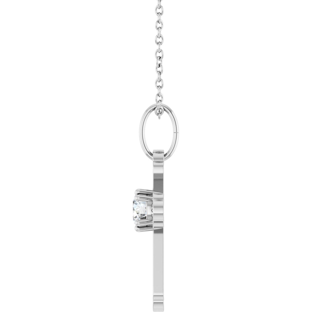 Sterling Silver 1/4 CT Lab-Grown Diamond Cross 18" Necklace