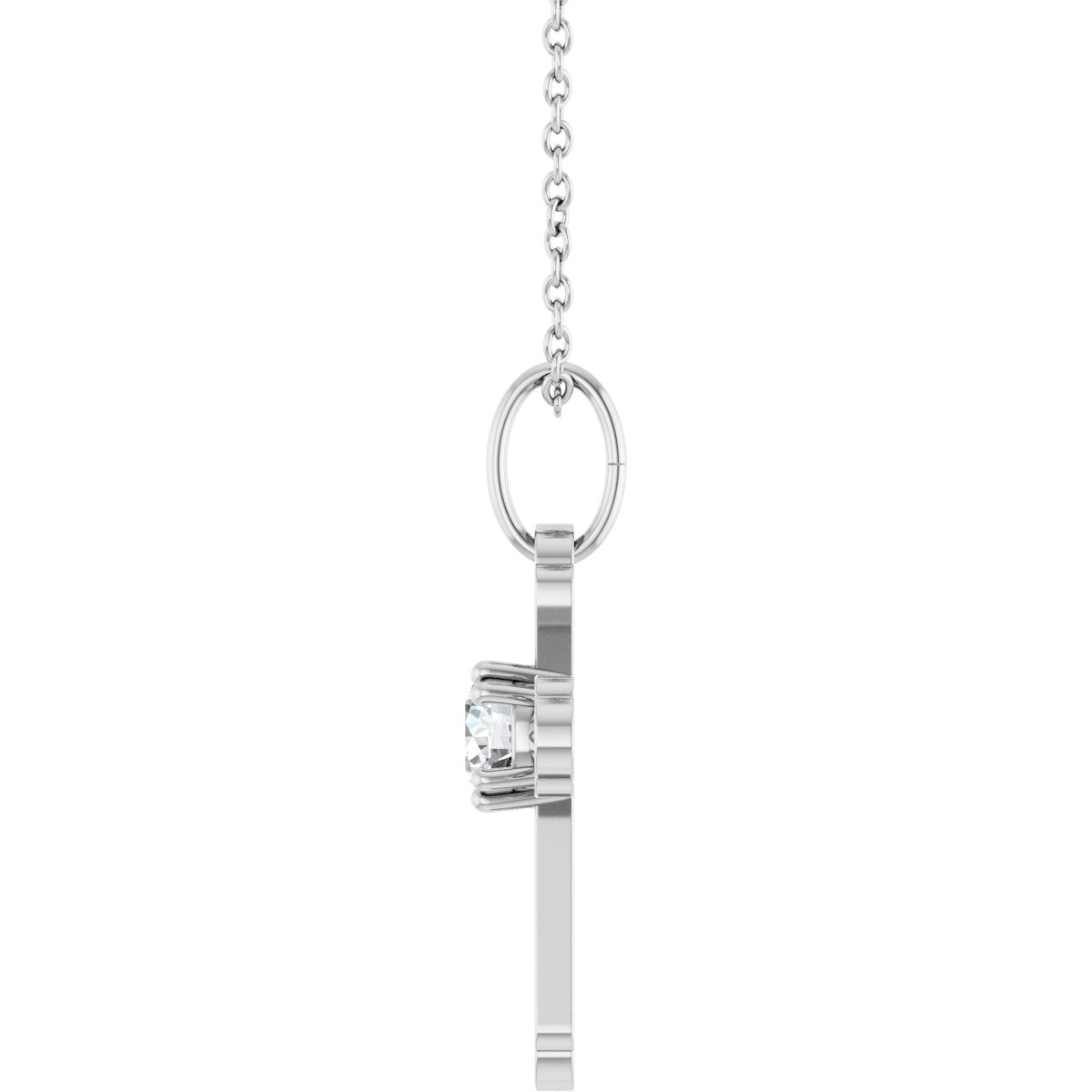 Sterling Silver 1/4 CT Lab-Grown Diamond Cross 18" Necklace