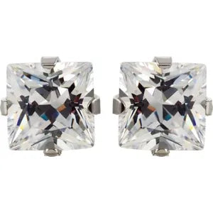 Stainless Steel 3 mm Imitation White Cubic Zirconia Inverness�� Piercing Earrings