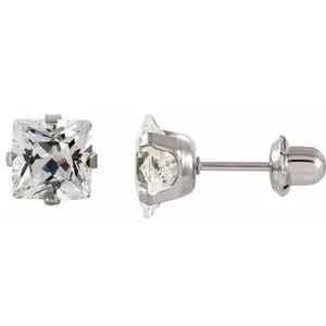 Stainless Steel 3 mm Imitation White Cubic Zirconia Inverness�� Piercing Earrings