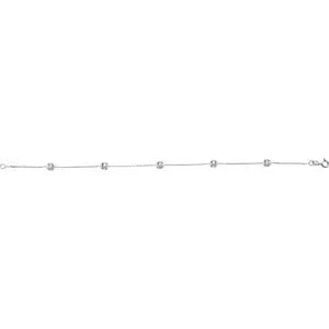 14K White Gold Imitation White Cubic Zirconia 5-Station 7" Bracelet