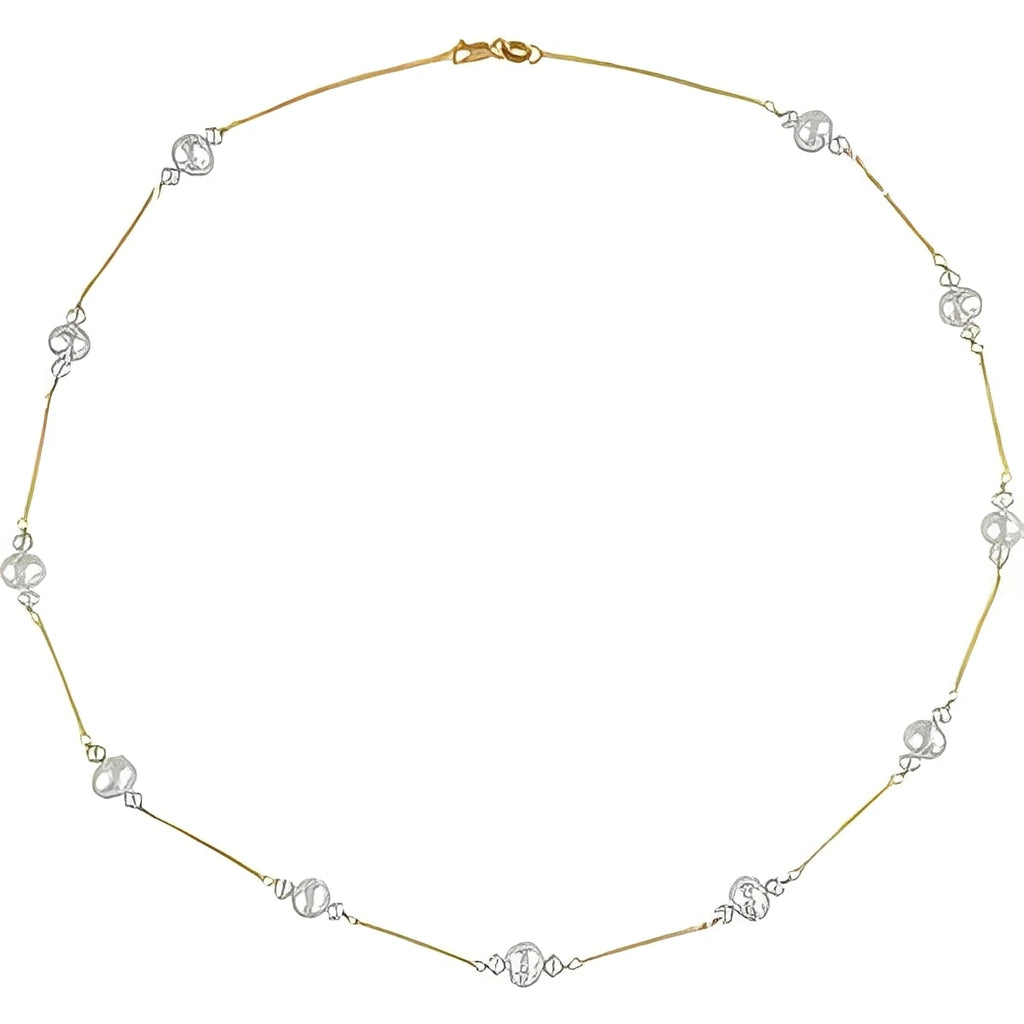 14K Yellow Gold Cultured White Freshwater Pearl 17" Necklace