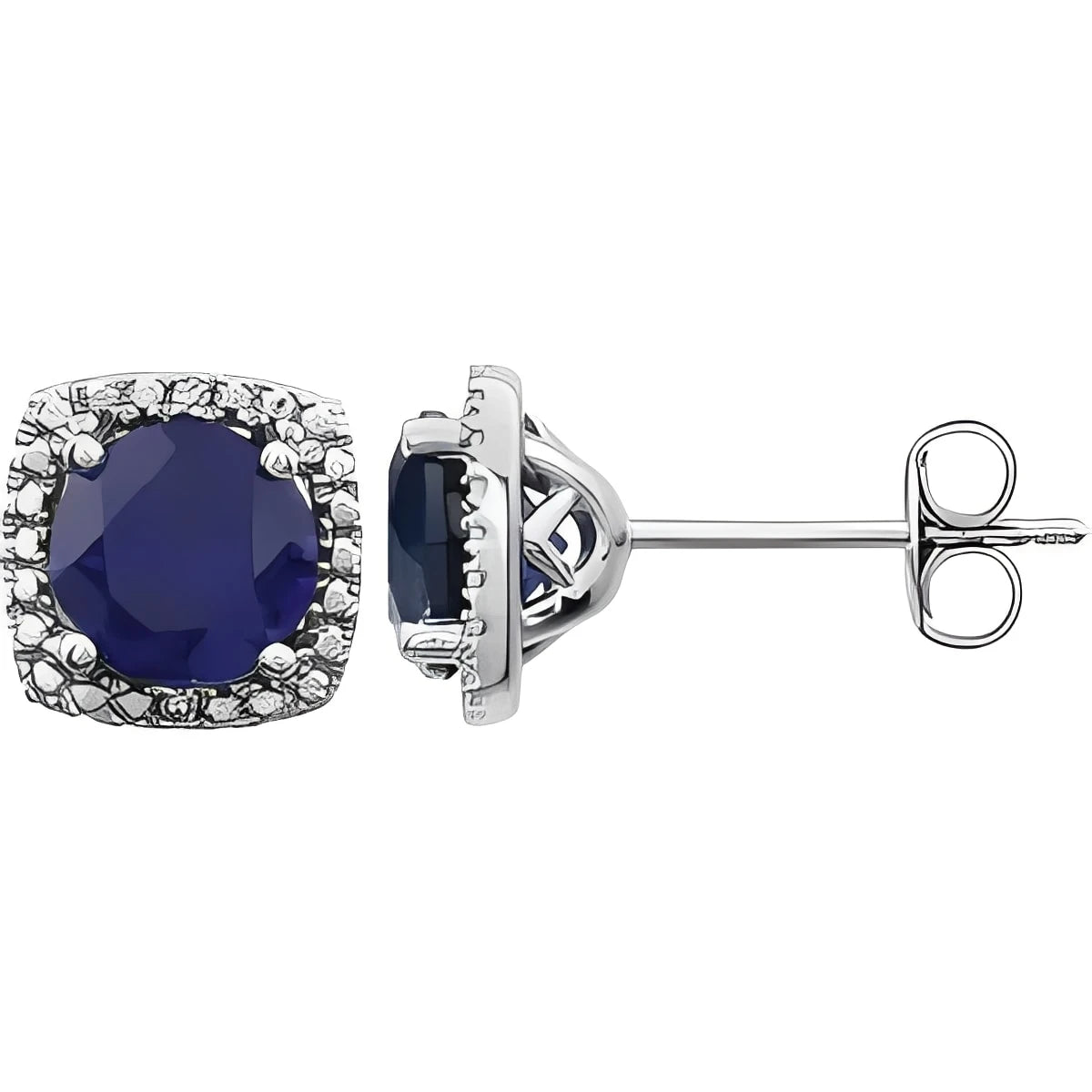 Sterling Silver Lab-Grown Blue Sapphire & .01 CTW Natural Diamond Earrings