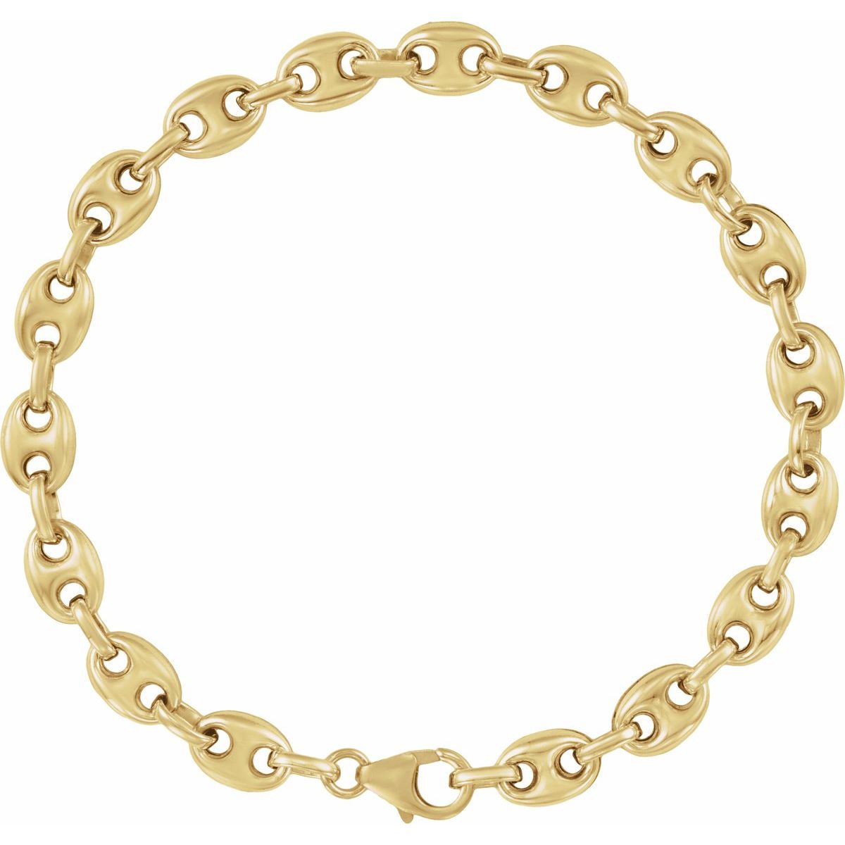 14K Yellow Gold-Filled 6.5 mm Anchor 7 1/2" Chain