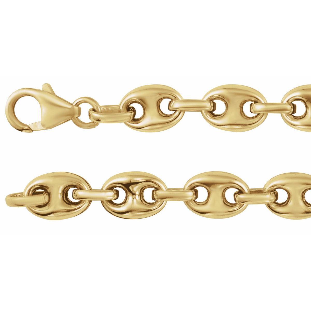 14K Yellow Gold-Filled 6.5 mm Anchor 7 1/2" Chain