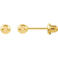 14K Yellow Gold 4 mm Ball Stud Piercing Stud Earrings