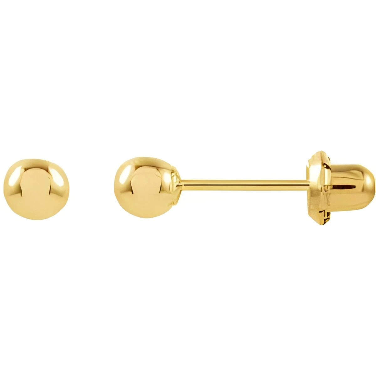 14K Yellow Gold 4 mm Ball Stud Piercing Stud Earrings