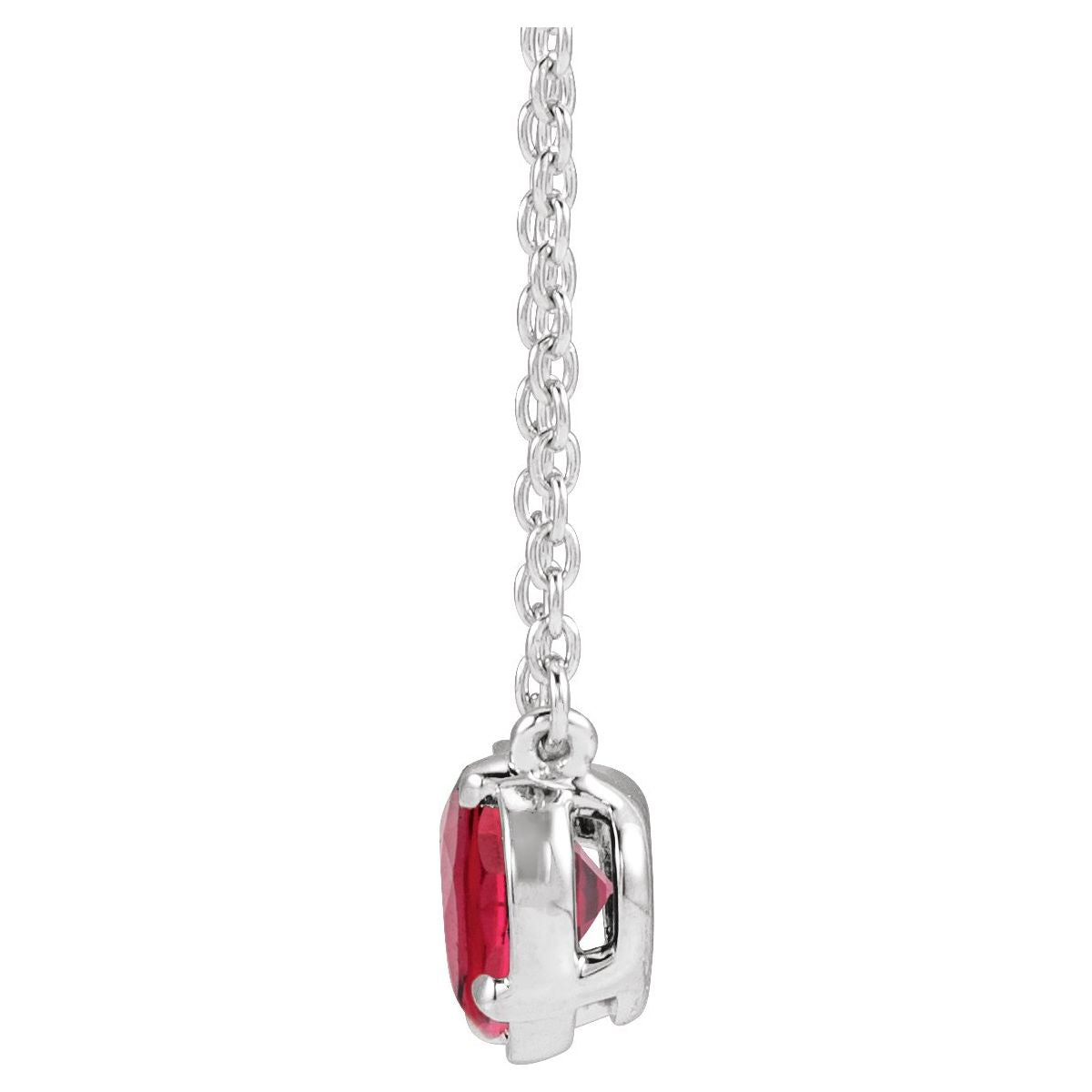 Sterling Silver Lab-Grown Blue Sapphire Claw-Prong Bezel-Style 18" Necklace