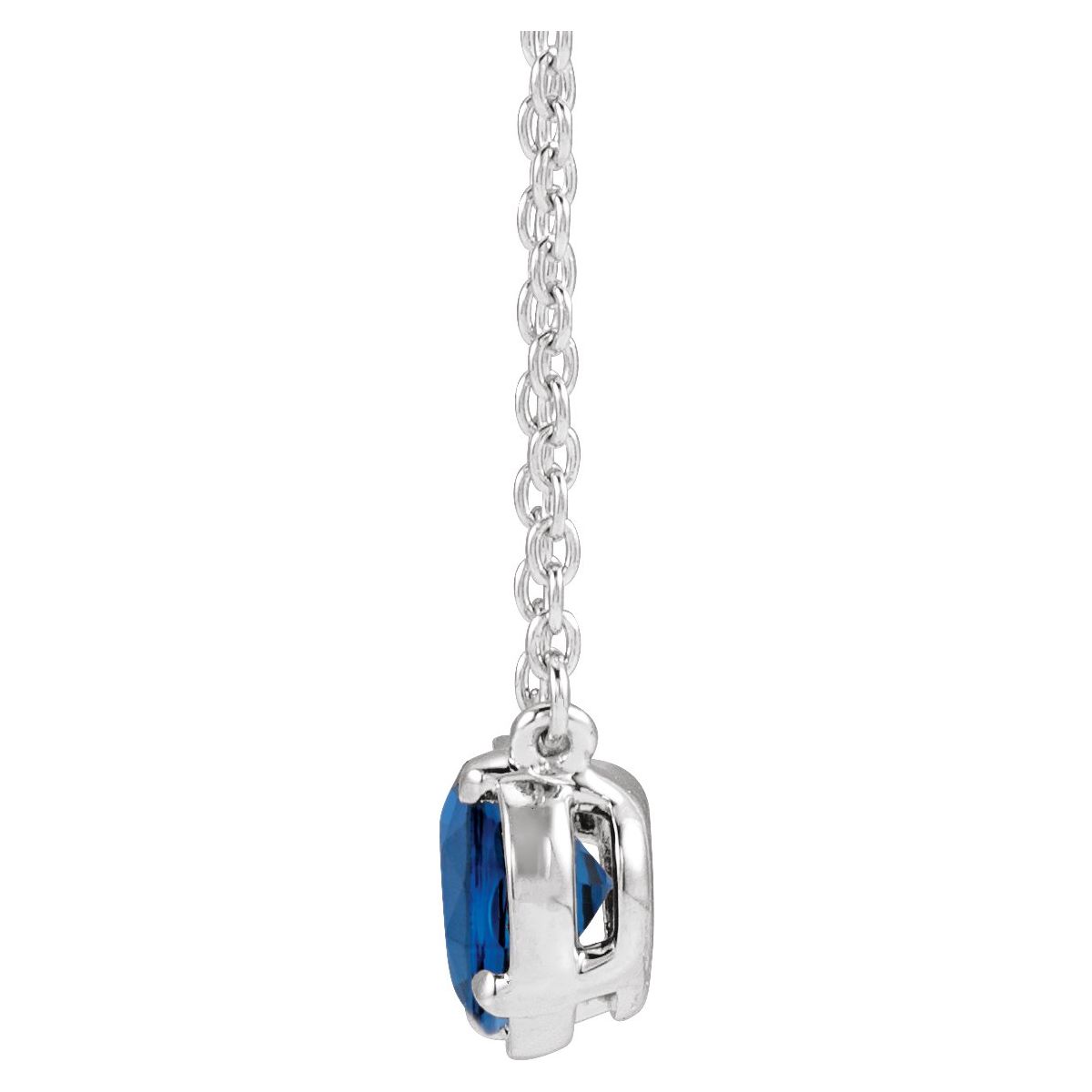 Sterling Silver Lab-Grown Blue Sapphire Claw-Prong Bezel-Style 18" Necklace