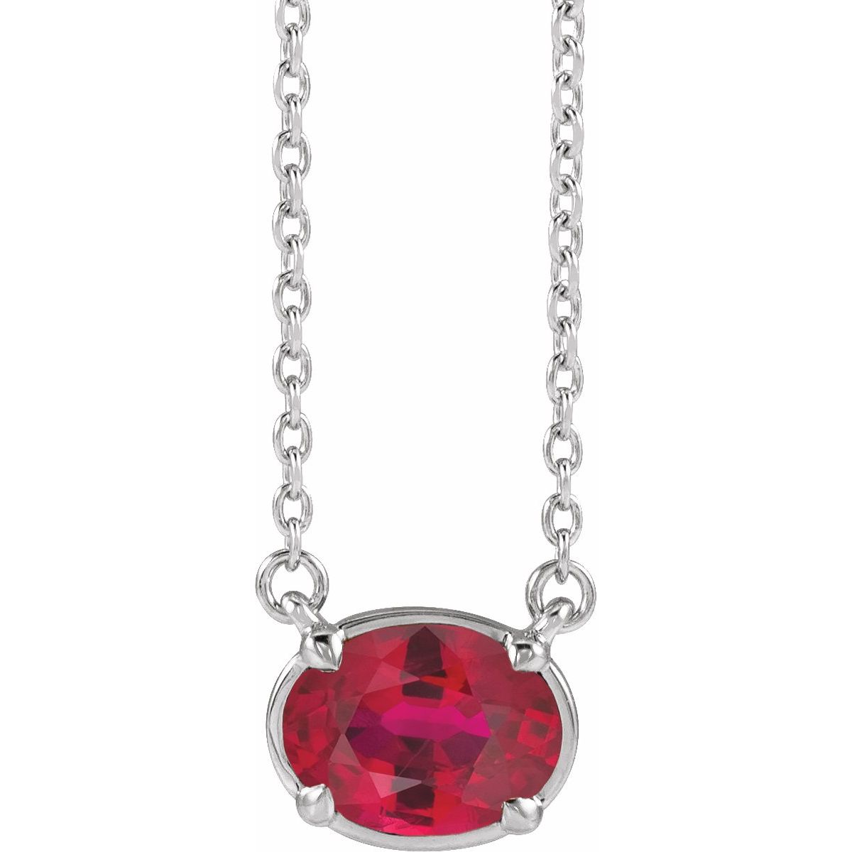 Sterling Silver Lab-Grown Blue Sapphire Claw-Prong Bezel-Style 18" Necklace