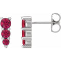 Sterling Silver Lab-Grown Ruby Graduated Drop Earrings
