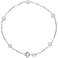 Sterling Silver Cultured White Freshwater Pearl 5-Station 7" Bracelet