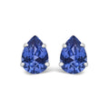 Platinum Lab 5X7 Created Blue Sapphire Pear Solitaire Stud Earrings