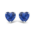 Platinum 6x6 Lab Created Blue Sapphire Heart Solitaire Stud Earrings