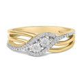 14K Yellow Gold Plated Sterling Silver 1/10 Cttw Diamond Bypass Ring