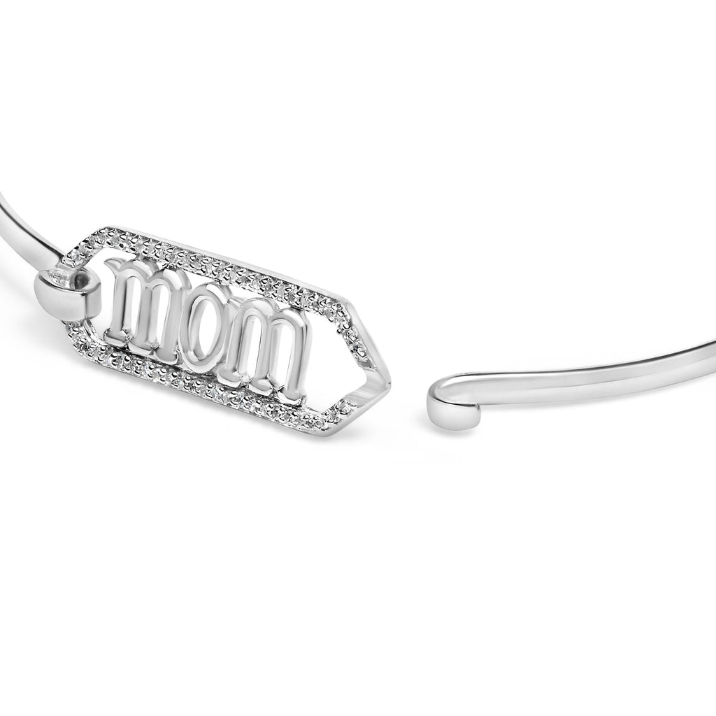 .925 Sterling Silver 1/5 Cttw Diamond Mom Bangle Bracelet