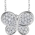 Sterling Silver Imitation White Cubic Zirconia Butterfly 18" Necklace
