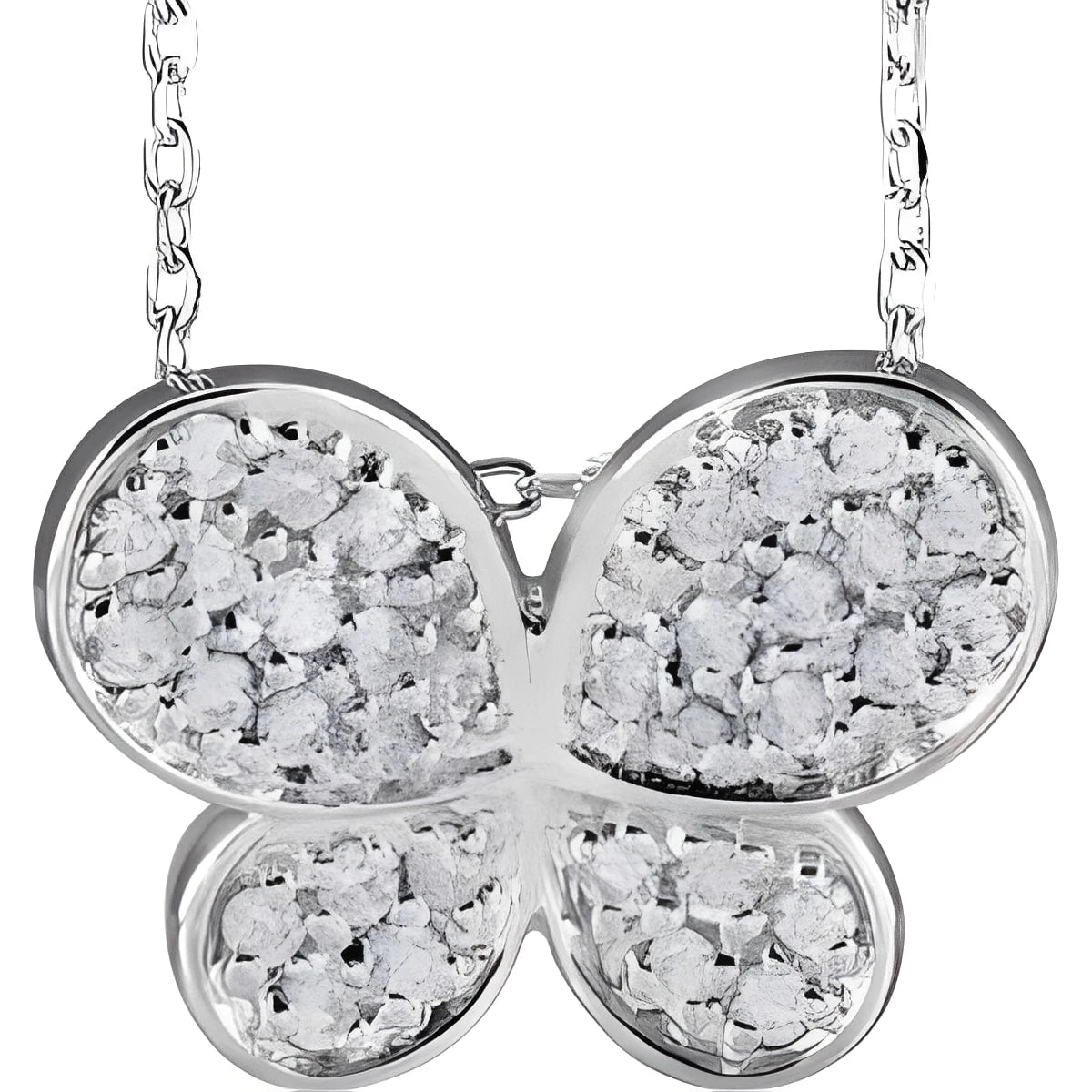 Sterling Silver Imitation White Cubic Zirconia Butterfly 18" Necklace