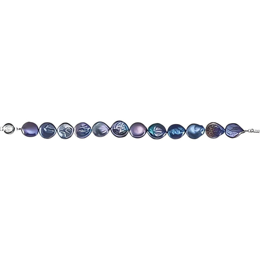 Sterling Silver Cultured Black Freshwater Pearl Coin 7 3/4" Bracelet