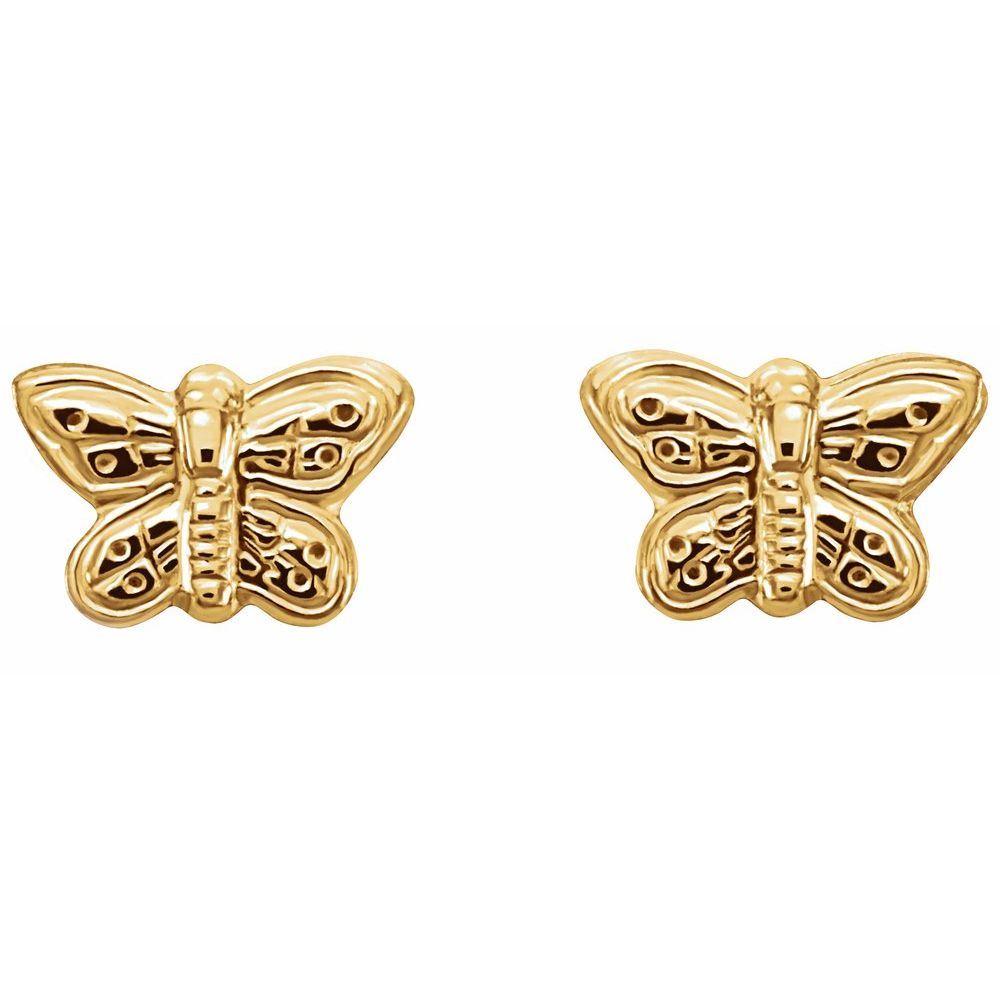14K Yellow Gold Butterfly Earrings