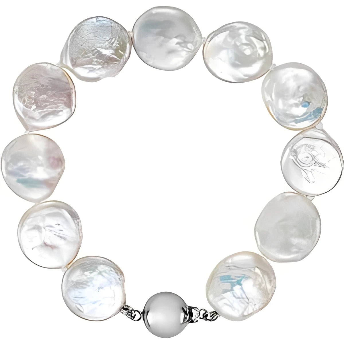 14K Yellow Gold Cultured White Freshwater 7" Bracelet