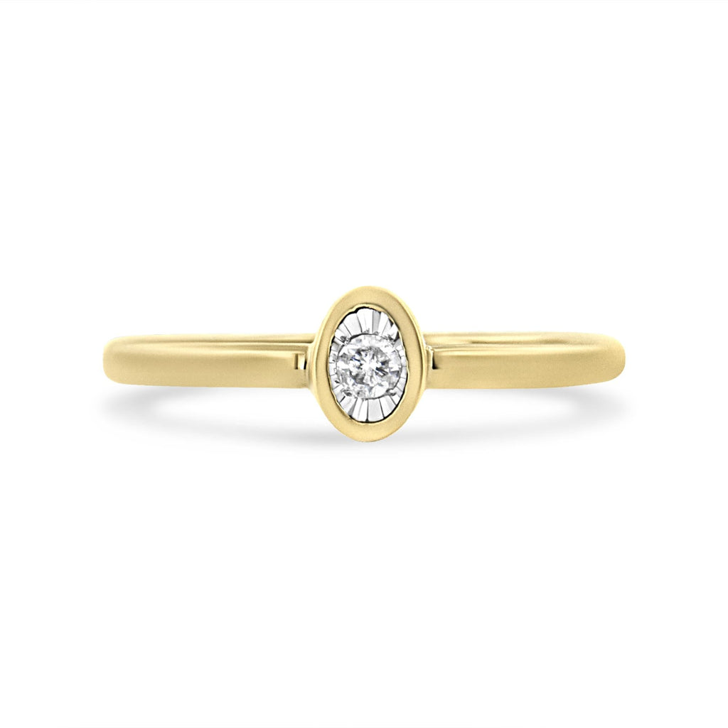 14K Yellow Gold Plated .925 Sterling Silver Miracle Set Diamond Accent Oval Shape Promise Ring (J-K Color, I1-I2 Clarity)