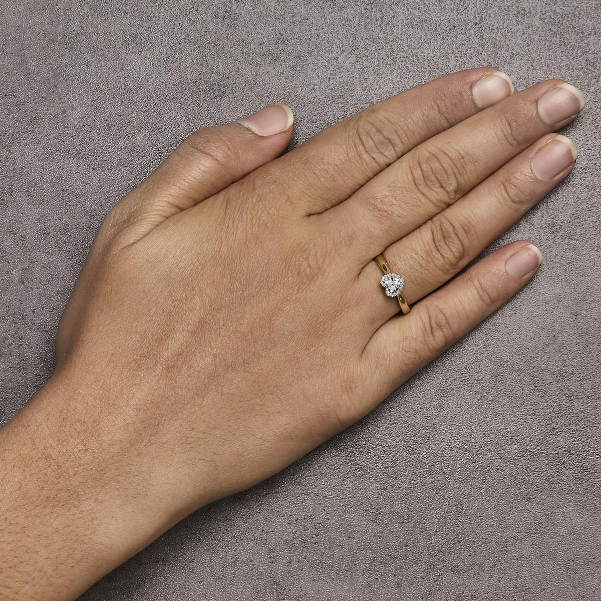 14K Yellow Gold Plated .925 Sterling Silver 1/10 Cttw Round-Cut Diamond Heart Engagement Ring (I-J Color, I3 Clarity)