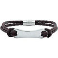 Stainless Steel 3 mm Dark Brown Leather 8 1/2" Bracelet
