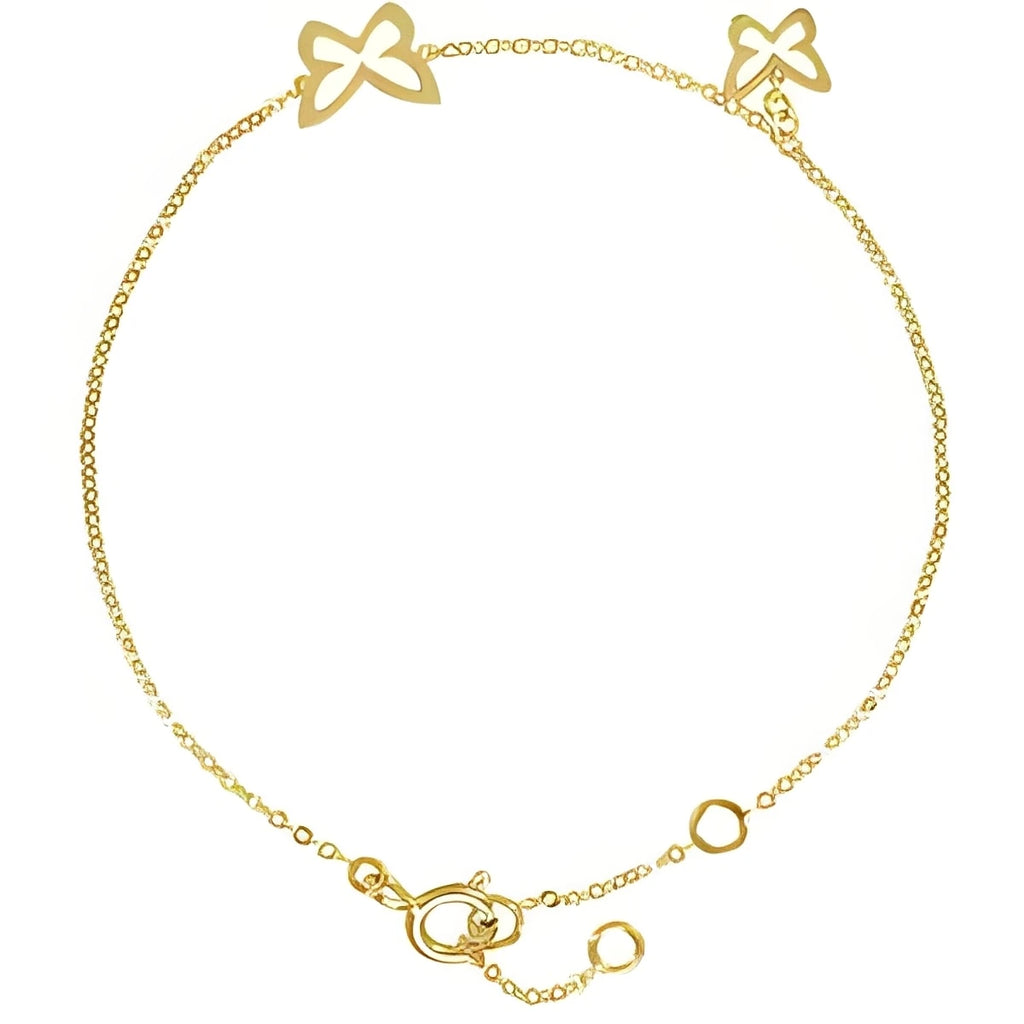 14K Yellow Gold Butterfly Adjustable 6 1/2-7 1/2" Bracelet