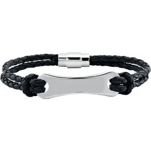 Stainless Steel 3 mm Dark Brown Leather 8 1/2" Bracelet