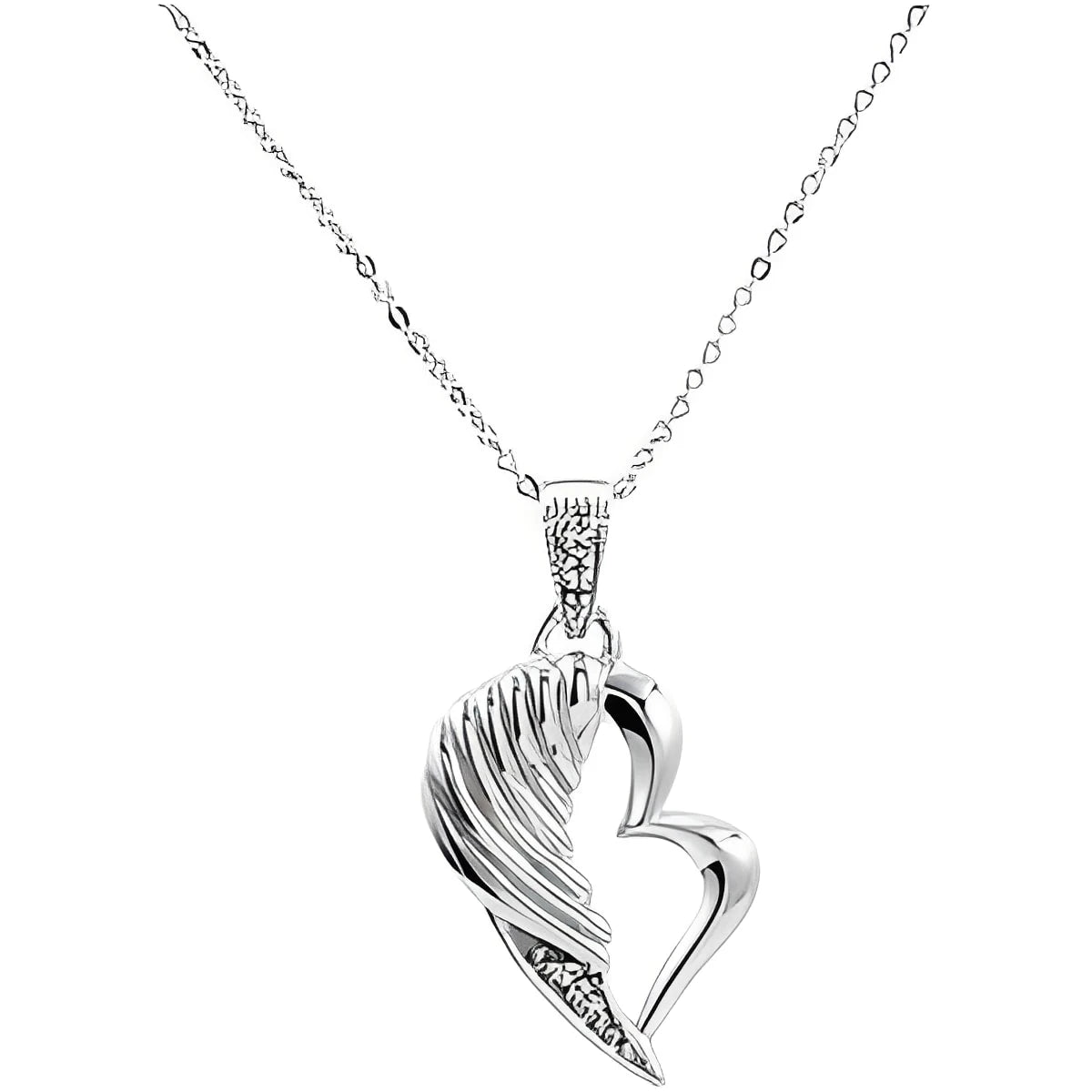 Sterling Silver Imitation White Cubic Zirconia The Broken Wing 18" Necklace