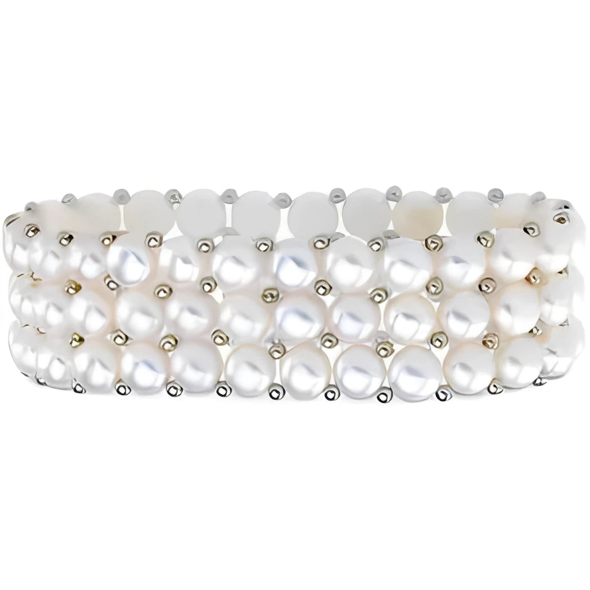 Sterling Silver Cultured Multi-Color Freshwater Pearl Stretch 7" Bracelet