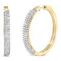 14K Yellow Gold Plated .925 Sterling Silver 1.0 Cttw Baguette Diamond Hoop Earrings