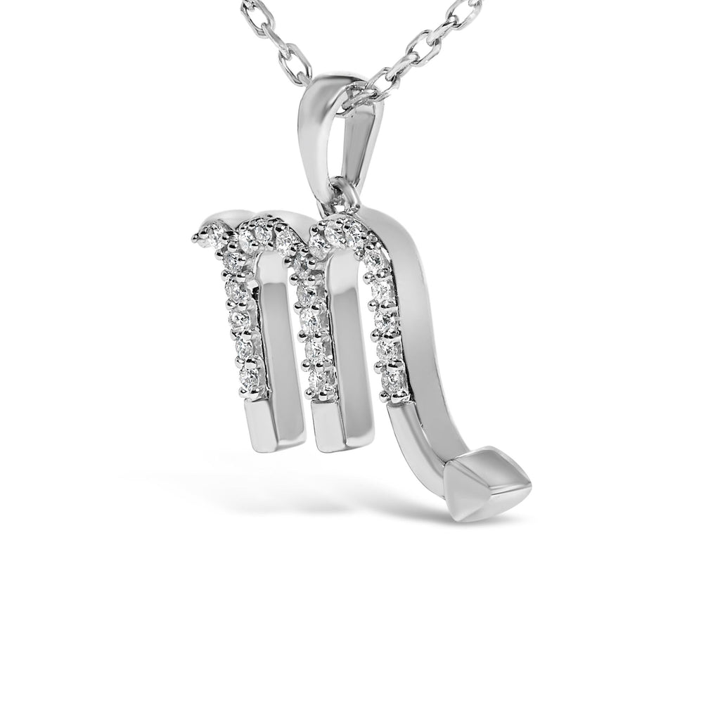 Sterling Silver 1/7 Cttw Diamond Scorpio Zodiac Pendant Necklace