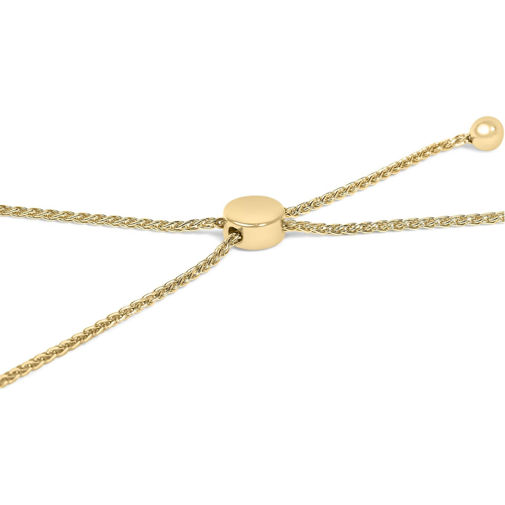 14K Yellow Gold Plated .925 Sterling Silver Diamond Accent Double Bar Bolo Bracelet