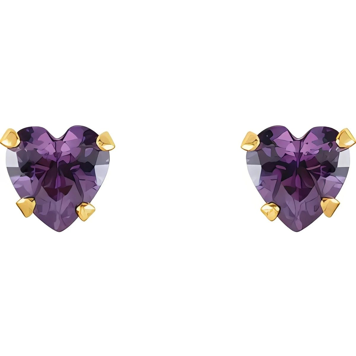14K Yellow Gold Natural Amethyst Youth Stud Earrings