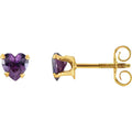 14K Yellow Gold Natural Amethyst Youth Stud Earrings