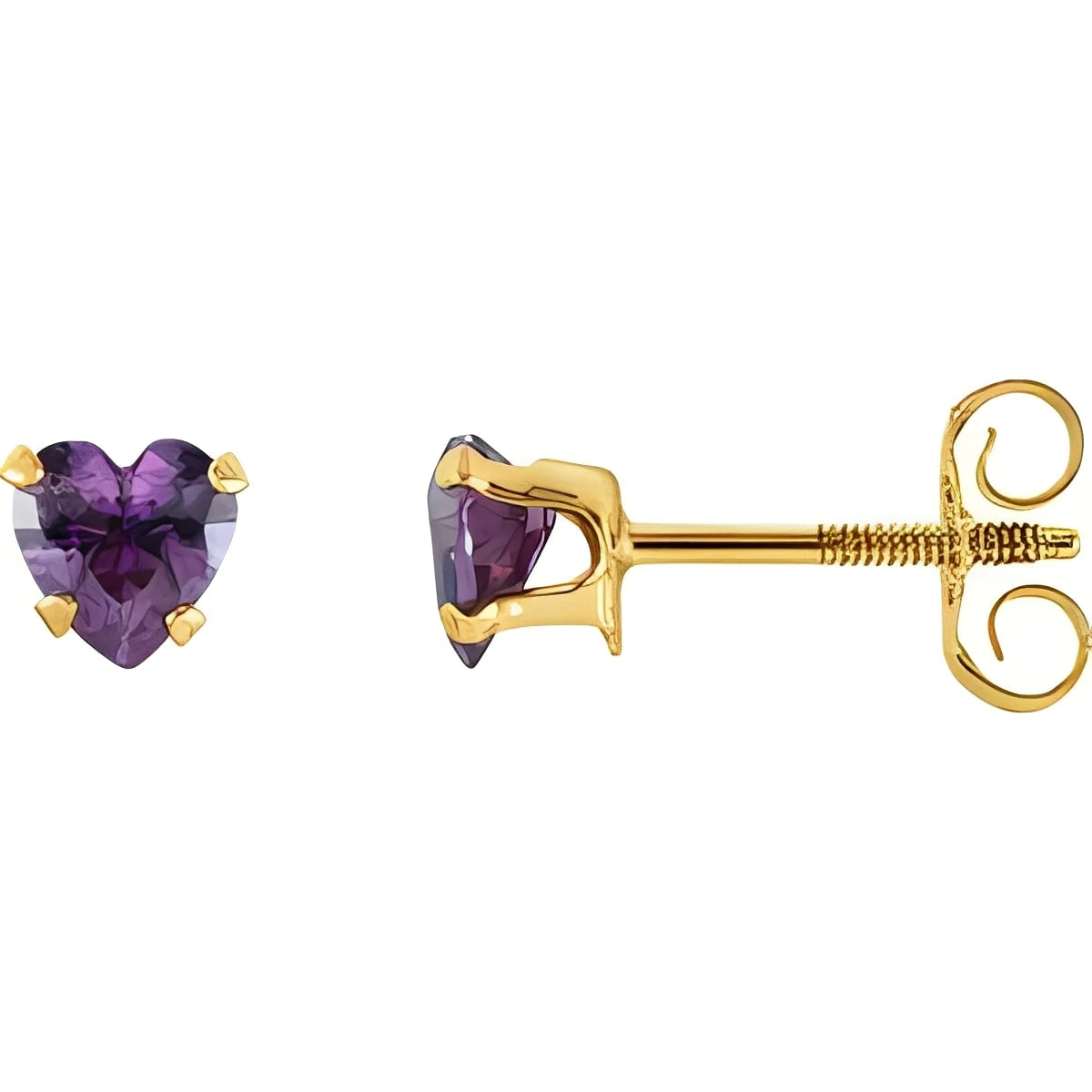14K Yellow Gold Natural Amethyst Youth Stud Earrings