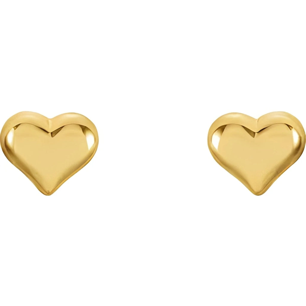 14K Yellow Gold Puffed Heart Earrings