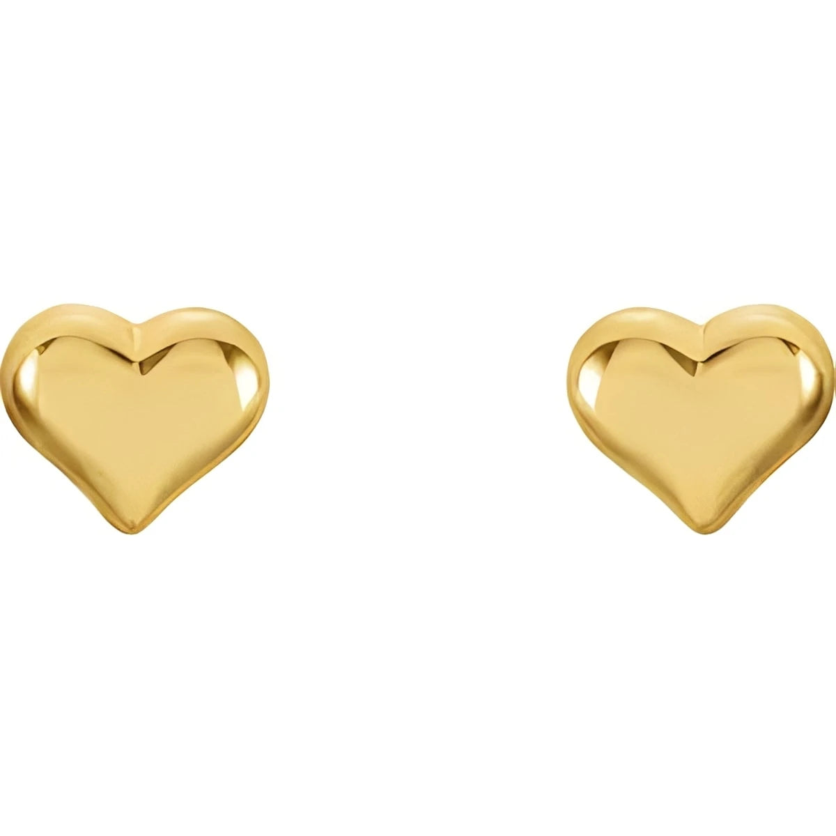 14K Yellow Gold Puffed Heart Earrings