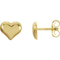 14K Yellow Gold Puffed Heart Earrings