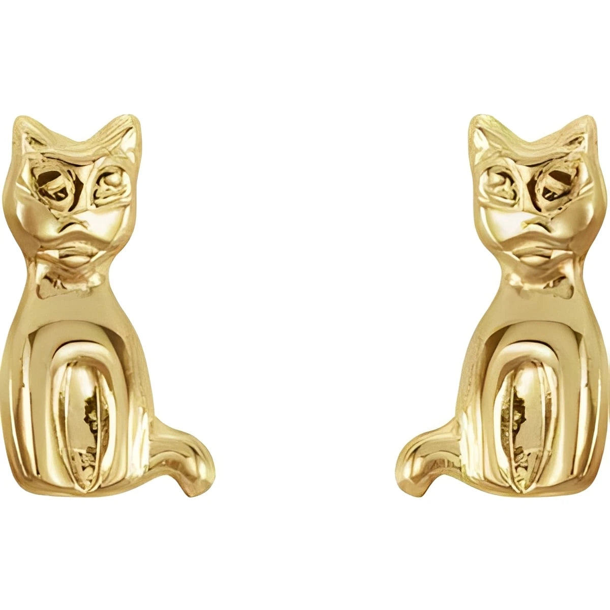 14K Yellow Gold Youth Cat Earrings
