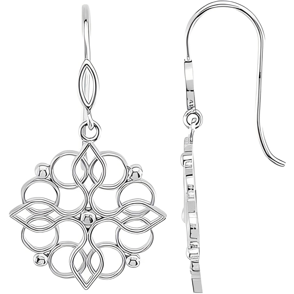 Sterling Silver 31.1x19.2 mm Floral Earrings