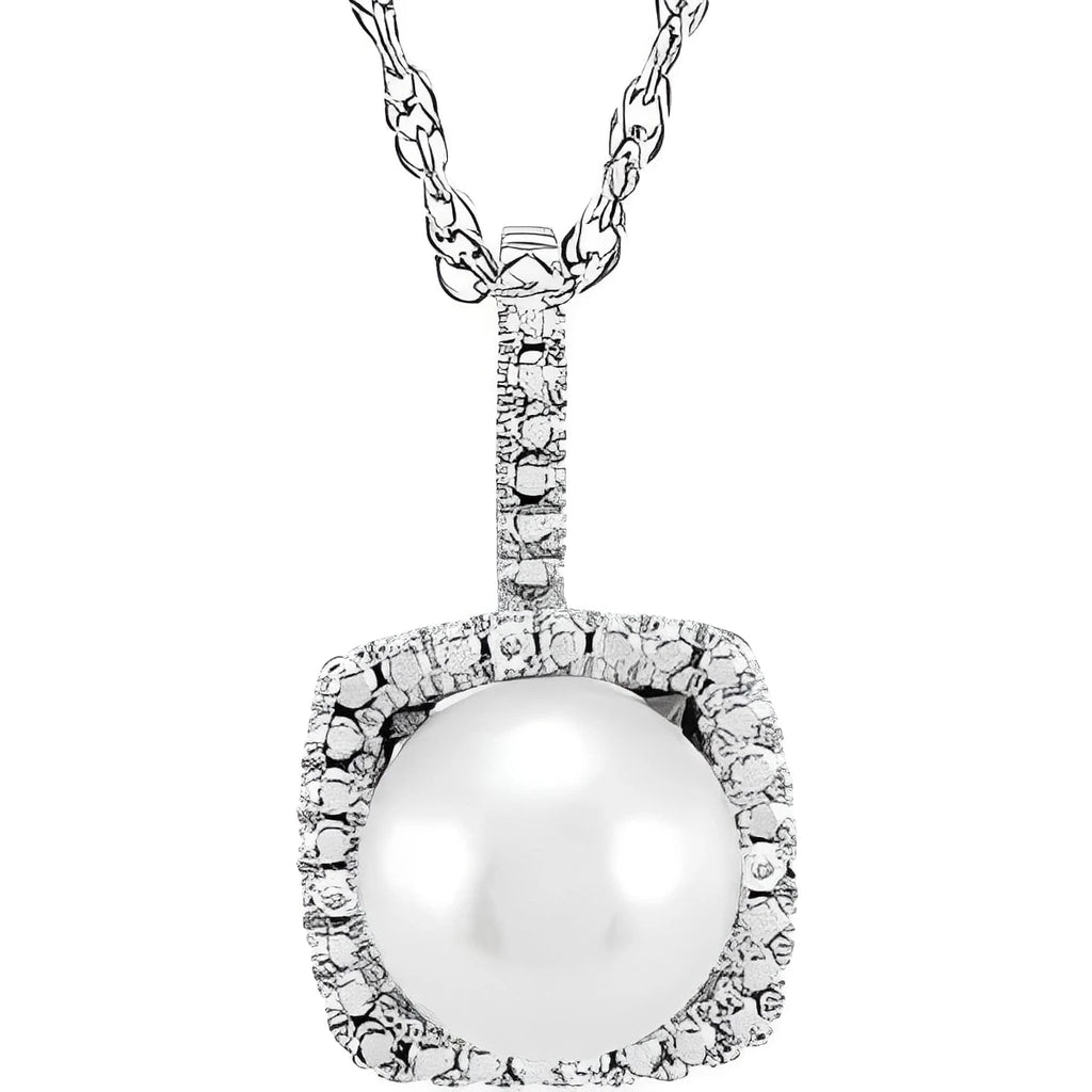 Sterling Silver 6.5-7 mm Cultured White Freshwater Pearl & .015 CTW Natural Diamond 18" Necklace