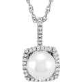 Sterling Silver 6.5-7 mm Cultured White Freshwater Pearl & .015 CTW Natural Diamond 18" Necklace