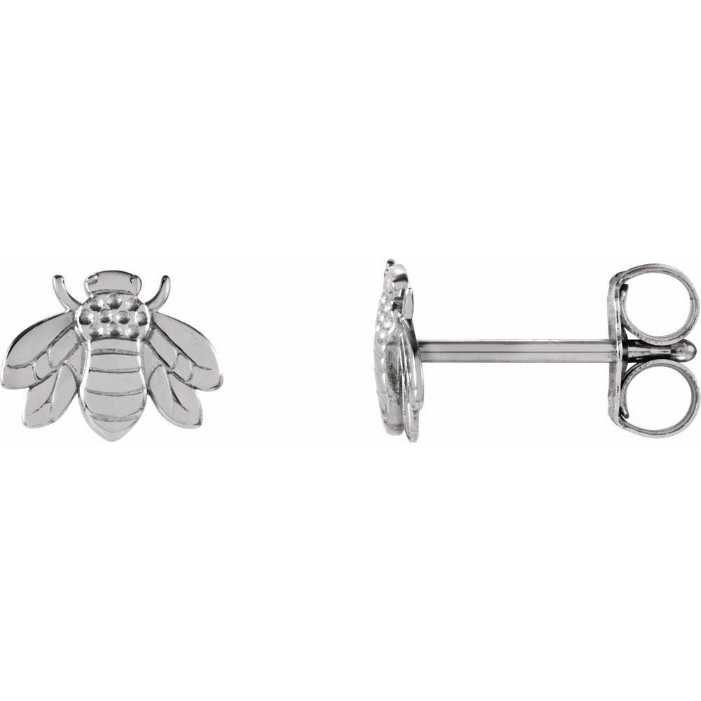 14K White Gold Bumblebee Earrings