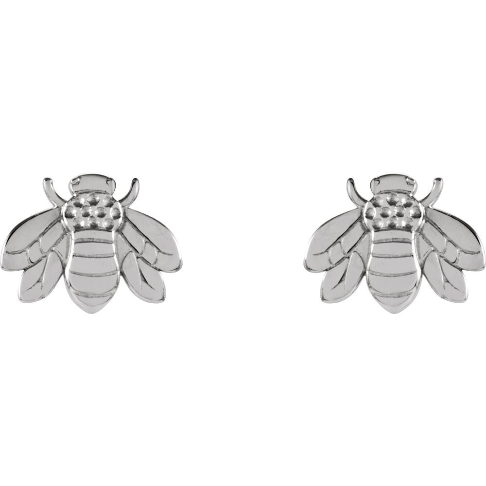 14K White Gold Bumblebee Earrings