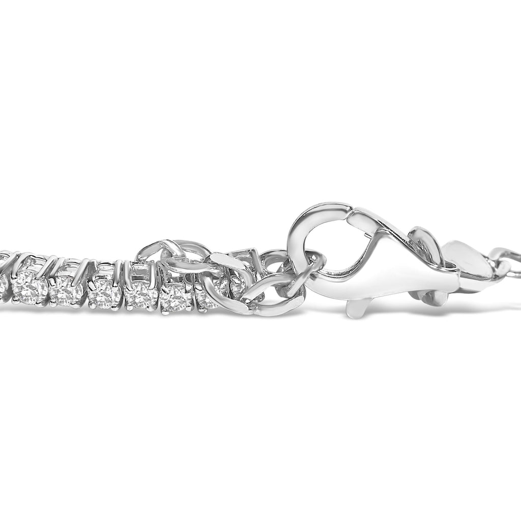 .925 Sterling Silver Created Ruby and Sapphire Adjustable Tennis Chain Bracelet