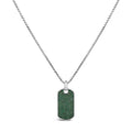 Men's .925 Sterling Silver Created Green Emerald Dog Tag Pendant Necklace - 22" Inches